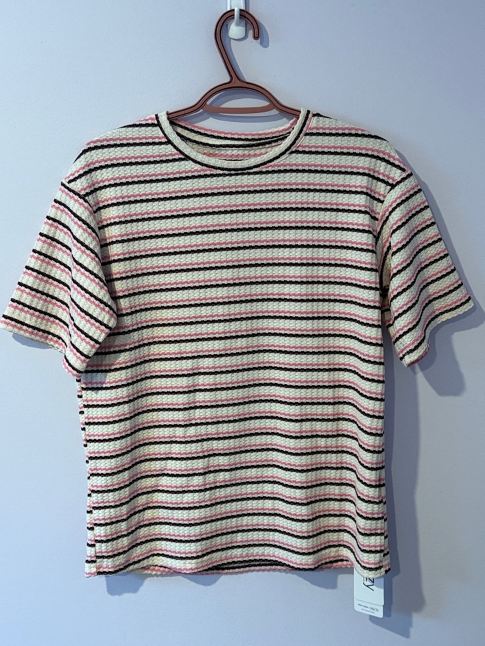 NWT Striped T-Shirt White Pink Brown